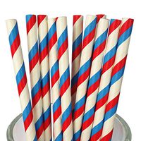 Free DHL 500 pcs Blue Red Striped Paper Straws Bulk, Stripe Blue Red and White Paper Drinking Straws for Party, Wedding, Birthday, 4th of July Patriotic Mason Jar Straws