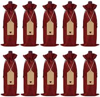 Keniot Burlap Wine Bags Wine Gift Bags with Drawstrings, Single Reusable Wine Bottle Covers with Ropes and Tags(10 Pcs)