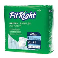 Medline Fitright Plus Briefs, Regular, 20 Count (Pack of 12)