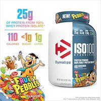 Dymatize ISO100 Hydrolyzed Protein Powder, 100% Whey Isolate Protein, 25g of Protein, 5.5g BCAAs, Gluten Free, Fast Absorbing, Easy Digesting, Fruity Pebbles, 3 Pound
