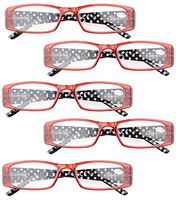 5-Pack Retro Polka Dots Ladies Reading Glasses Include Reading Sunglasses Women(Red,+2.25)