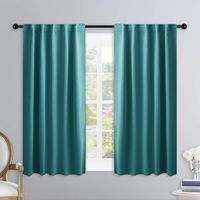 NICETOWN Bedroom Curtains Blackout Panels - (Sea Teal) 34 inches x 45 inches, Double Panels, Thermal Insulated Rod Pocket/Back Tab Blackout Curtains for Dining Room Window