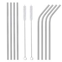Stainless Steel Straws Set of 8, Reusable Metal Drinking Straws for Cups Yeti Ozark Trail Rtic Tumblers, 8.5'' Long, 6mm Diameter (4 Straight + 4 Bent + 2 Brushes)