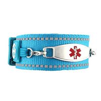 Waterproof Medical Alert ID Bracelet - Custom Engraving Included - Active, Sports -Turquoise Bracelet/Red (M)