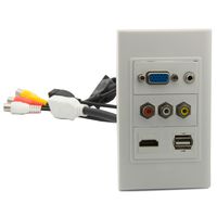 YinXiong Single Gong VGA 3.5mm Stereo Audio 3RCA AV HDMI USB With Female To Female Style Wall Plate (Short Cable Style, White)