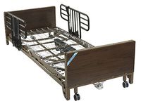 Drive Medical Delta Ultra Light Full Electric Low Hospital Bed Mattress, Half Rails & Innerspring