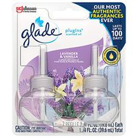 Glade PlugIns Refills Air Freshener, Scented and Essential Oils for Home and Bathroom, Lavender & Vanilla, 1.34 Oz, 2 Count