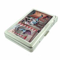 Vintage Barber Shop Sign D9 Cigarette Case Lighter Smoking King Size Cigarettes Silver Metal Wallet 4" X 2.75" RFID Protection