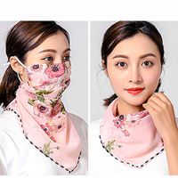 3pcs Floral Chiffon Face Shield Mask Scarf Bandana Sun Protection for Women Girls Dust, Pollen (Style12)