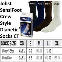 Jobst SensiFoot 8-15 mmHg Unisex Crew Length Diabetic Mild Support Socks Black, LG