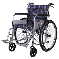 Wheelchair Folding Elderly Lightweight Manual Wheelchair Disabled Travel Wheelchair with Hand Brake Foldable (Color : Red Plaid)