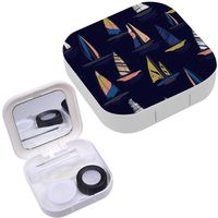 Portable Contact Lens Case Box Travel Kit Mirror + Bottle + Tweezers Container Holder [ Beautiful Colorful Wind ]