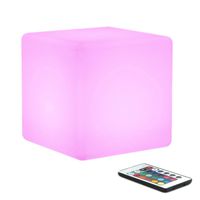 WONFAST LED Mood Cube Light, Waterproof Rechargeable LED Bedside Table Lamp,Night Light with 16 Color Change and 4 Flash Modes,Suits for Outdoor Indoor Decoration (15x15x15cm)