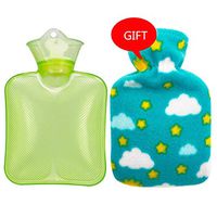 Classic PVC Hot Cold Water Bottle Bag with Cover Winter Back Neck Hand Warmer Bag Hot Water Relaxing Heat Cold Heating Bag Small Medium Large 3 Sizes (Color : Green, Size : 250ml)