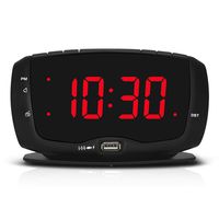 DreamSky Electronics Alarm Clock Radio for Bedrooms, FM Radio, 1.4 Inches Large LED Number Display, Dual USB Charging Ports, Headphone Jack, Snooze, DST, Sleep Timer