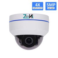5MP PTZ POE Dome Camera with Audio, Security IP Camera Indoor and Outdoor, Mini Dome Surveillance Camera, Built-in Microphone, 4X Optical Zoom High Speed H.265, IP66 Waterproof IR Night Vision