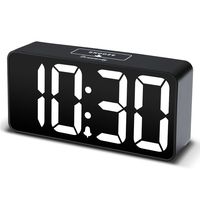 DreamSky Compact Digital Alarm Clock with USB Port for Charging, Adjustable Brightness Dimmer, White Bold Digit Display, 12/24Hr, Snooze, Adjustable Alarm Volume, Small Desk Bedroom Bedside Clocks.