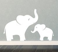 Mom and Baby Elephant Talking - Vinyl 6" wide (color: WHITE) decal laptop tablet skateboard car windows sticker