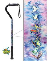 Walking Cane Offset Gel Grip Handle Men Women Adjustable Lightweight Sturdy Floral Under The Sea Life Pattern BFunkyMobility