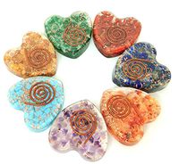 Jet Energized Chakra Orgone Flat Heart Design Set A++ Healing Chokurei Chakra Balancing EMF Free Booklet Crystal Therapy Image is JUST A Reference.