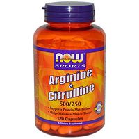 Now Foods ARGININE 500mg CITRULLINE 250MG 120 CAPS 2 Pack