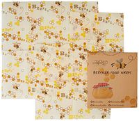 Beeswax Food Wraps, Mixed 3-Pack (1 Larger, 1 Medium, 1 Small), Reusable Beeswax Food Wraps, Organic, Sustainable, Eco-Friendly, Green Substitute for Storing Food