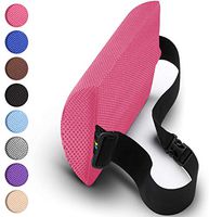Lumbar Support Pillow Memory Foam Lower Back Cushion with Adjustable Straps Perfect for Computer – Office Chair – car seat/Breathable Machine Washable Cover (Slim-Pink)