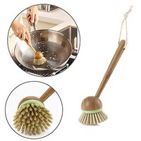 OKOKMALL US--New Wooden Dish Brush Washing Up Brush Traditional Wood Scrubbing Pot Brush