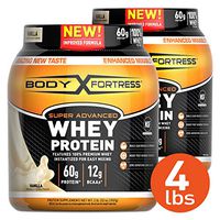 Body Fortress Super Advanced Whey Protein Powder, Gluten Free, Vanilla, 4 Pound
