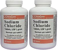 Sodium Chloride Tablets 1 gm, USP Normal Salt Tablets - 1000 Tablets (2 Pack of 500 Tablets) by CitraGen Pharmaceuticals, Inc.