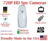 SecureGuard 30 Day Battery Powered 720P Air Freshener Spy Camera Hidden Covert Nanny Cam Spy Gadget (White)