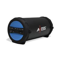 AXESS SPBT1041 Portable Thunder Sonic Bluetooth Cylinder Loud Speaker with Built-In FM Radio, SD Card, USB, AUX Inputs in Blue