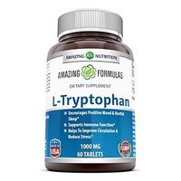 Amazing Nutrition L-Tryptophan Dietary Supplement - Natural Sleep Aid Supplements with 1000 mg of Free Form L Tryptophan - for Stress Relief, Circulation & Immune Support - 60 Tablets