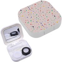 Portable Contact Lens Case Box Travel Kit Mirror + Bottle + Tweezers Container Holder [ Terrazzo Floor ]
