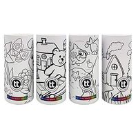 Traveling Tissues Kids Coloring Round Facial Tissues Tube Boxes - 4 Pack, 50 Count Disposable 2 Ply Tissues - Perfect Fit for Car Cup Holder