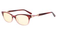 Eyekepper Ladies' Blue Light Blocking Glasses-Computer Reading Glasses-Acetate Frame for Small Womens Face, Amber Tinted Lenses (Red,+1.00)