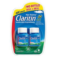 Claritin 24 Hour Non-Drowsy Allergy Relief 10mg Tablets, 1 Pack, 105 Count