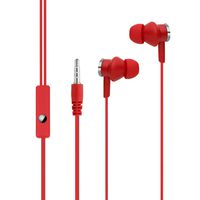 Theshy Earbuds Microphone,2 Pack in Ear Wired Earbud Headphones Noise Isolating Volume Control Workout Running Earphones Mic Case(Upgraded Ear Buds) (Red)