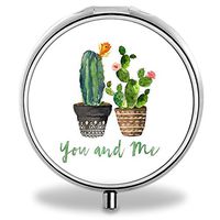 IMLONE Pill Organizer, Customized Cactus Pill Boxes with 3 Components and Mirror for Travelling and Daily Needs