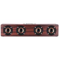Docooler BT Speaker Red Wood Grain Super Bass Subwoofer BT 4.2 Four Louderspeakers Hands-Free with Mic 3.5mm AUX-in TF Card 3000mAh