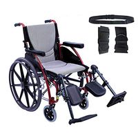 Karman S-Ergo 115 Ultra Lightweight Ergonomic Wheelchair | Seat Size 18" X 17" | Upgraded to Elevating Legrests | Fixed Wheels and Mag Wheels in Red & Free Black Wheelchair Seatbelt!