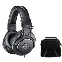 Audio-Technica ATH-M30x Professional Headphones Deluxe Bundle - Includes Headphones and Compact Deluxe Gadget Bag for Cameras/Camcorders