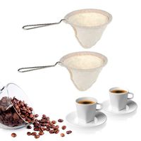 QELEG 2 Pieces Flannel Cloth Coffee Filter Strainers with Steel Handle, Coffee Sock Durable Easy to Wash
