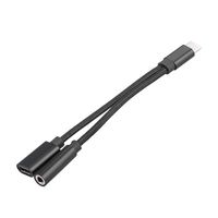 UJGYH 2 in 1 Type C to 3.5mm Audio Cable Jack Charger Adapter Headphone Cable for Samsung Huawei Xiaomi Pixel etc (Black)