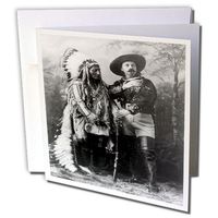 3dRose Sitting Bull and Buffalo Bill 1895 Black and White - Greeting Cards, 6 x 6 inches, set of 12 (gc_16254_2)