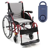 Karman S-Ergo 115 Ultra Lightweight Ergonomic Wheelchair | Seat Size 16" X 17" | Swing Away Footrest | Quick Release Wheels in Red & Free 130 dB Matte Blue Personal Safety Alarm/Siren!