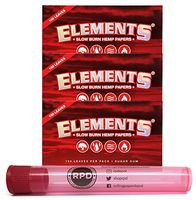 Elements Red Single Wide Slow Burn Hemp Papers (3 Packs) with Rolling Paper Depot Doob Tube