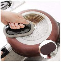 Nano Emery Magic Sponge Eraser Scouring Pads - Strong Decontamination Descaling Rust Scrub Handle Grip Sink Pot Bowl Kitchen Cleaning Tool (Brown)