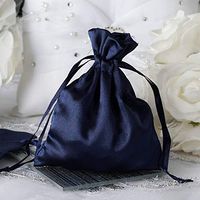 Efavormart 12PCS Navy Blue Satin Gift Bag Drawstring Pouch Wedding Favors Bridal Shower Candy Jewelry Bags - 4"x 6"