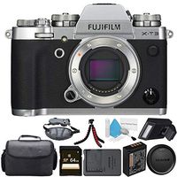 Fujifilm X-T3 Mirrorless Digital Camera (Silver) 16589058 + 64GB SDXC Card + Carrying Case + Flexible Tripod + Deluxe Cleaning Kit + Hand Strap Bundle